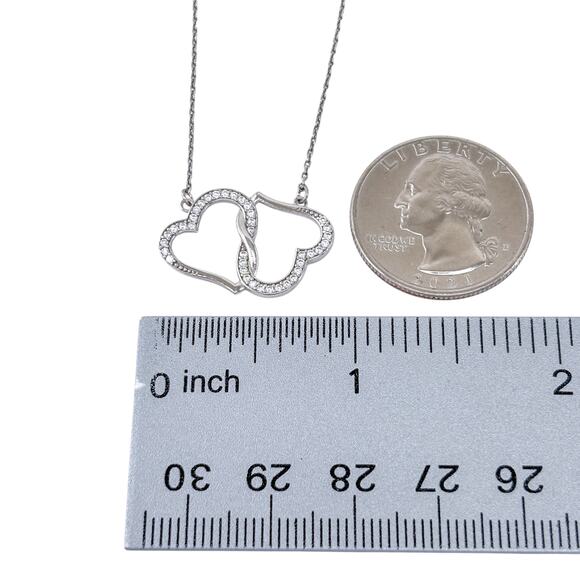 Interlocking Hearts Necklace | Aphrodite's Sterling Silver 925 16”-18” - Picture 4 of 10